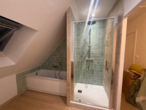 Photo de galerie - Rénovation complète douche avec wc à l’intérieur et une seul porte coulissante 
