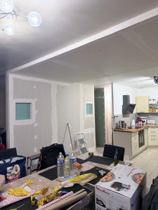Photo de galerie - Cloison isolé + première passe des bandes 