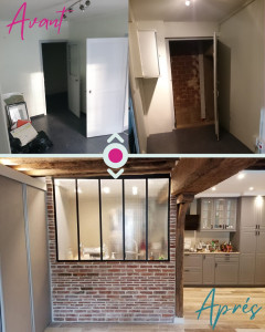 Photo de galerie - Design d'espace, transformation de 4 petites pièces, en pièce de vie 