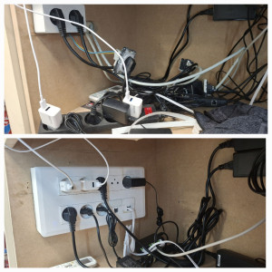 Photo de galerie - Installation d'un bloc de prise et RJ 45 