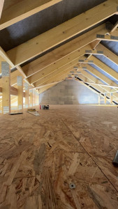 Photo de galerie - Pose de plancher OSB pour aménagement d’un garage.