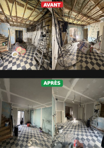 Photo de galerie - Doublage + pose porte + plafond 