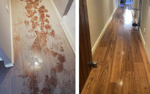 Photo de galerie - Un avant/après de nettoyage des sols.