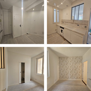 Photo de galerie - Peinture complète d'un appartement de deux pièces et pose de papier peint.