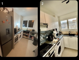 Photo de galerie - Avant et après mon intervention ( montage et fixation des meubles et des porte finition etc.. )