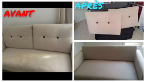 Photo de galerie - Nettoyage de canapé avec des auréoles.