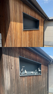 Photo de galerie - Avant/après entretiens bardage bois 