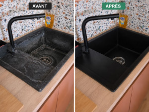 Photo de galerie - Le calcaire, les traces d’eau et les surfaces ternies ne sont pas une fatalité.
? Regardez la transformation de cet évier noir : ✔️ Élimination du calcaire ✔️ Brillance retrouvée ✔️ Finitions soignées ✔️ Résultat impeccable