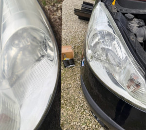 Photo de galerie - Avant-après d’un polissage de phare 