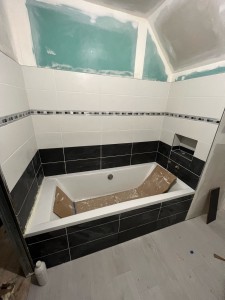 Photo de galerie - Pose de faïence dans une salle de bain