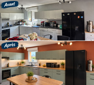 Photo de galerie - Peinture des murs et des éléments de cuisine 