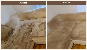 Photo de galerie - Lavage canapé avec shampouineuse.