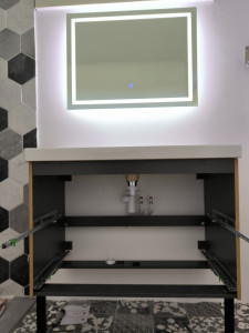 Photo de galerie - Pose de meuble lavabo avec miroir 