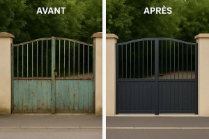 Photo de galerie - Peinture sur portail, nettoyage du pilier.  esthétique et durable. 