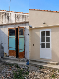 Photo de galerie - Modification d' ouverture pour changement de menuiserie et réfection de la totalité de l'enduit.