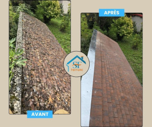 Photo de galerie - Renovation dune toiture en tuile plate avec faitage en zinc