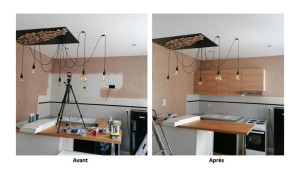 Photo de galerie - Rénovation cuisine enduit intérieur et caisson haut 