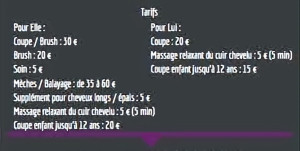 Photo de galerie - Tarifs prestations 