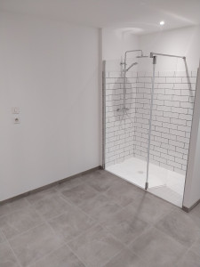 Photo de galerie - Création d'une douche a la place de la baignoire. 