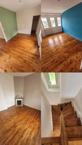 Photo de galerie - Peinture de finition et vitrification parquet 