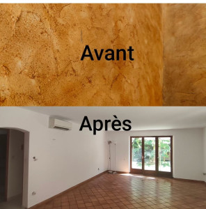 Photo de galerie - Lissage des murs et finition peinture mat