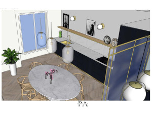 Photo de galerie - Nantes -Projet Voyage intérieur - Ma mission: aménager, agencer et décorer l'ensemble d'un appartement sur plan de 90m2. 