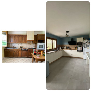 Photo de galerie - Rénovation d’une cuisine placo/peinture/carrelage 