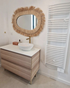 Photo de galerie - Pose d'un meuble lavabo avec miroir + sèche serviette 