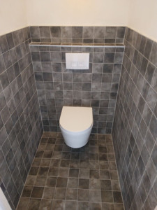 Photo de galerie - Pose cuvette et plaque de déclenchement