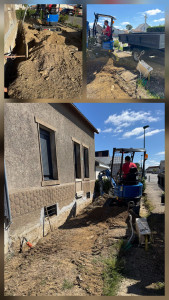 Photo de galerie - Réalisation d'une tranchée technique pour la pose d'un drain de sous-sol
