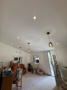 Photo de galerie - Création : pose de spots LED encastrés + suspension luminaires 