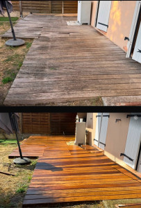 Photo de galerie - Besoin de rénover votre terrasse en bois ? ?✨ Je redonne vie à votre extérieur avec nettoyage et protection pro. Évitez de tout remplacer ! Contactez-moi pour un devis. ? #Terrasse #Bois #Peinture #Renovation #Grasse
