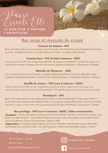 Photo de galerie - Carte des soins du visage et massage facial