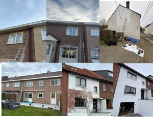 Photo de galerie - Rénovation PVC, remise en peinture d’une corniche bois, réparation en PVC, de l’autre, surface et remise en peinture, façade et pignon