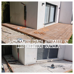 Photo de galerie - Réalisation d’une terrasse en bois exotique Cumaru