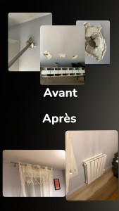 Photo de galerie - Rebouchage des trous suite à un arrachement. Reprise en peinture et refixation. 