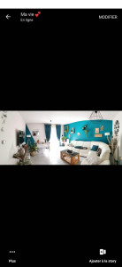 Photo de galerie - Peinture sur gouttelettes écrasé plafond et mur blanc mat lessivable et un Murs de couleur plus une ptite touche en coin de mur en déco bleu canard