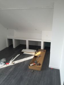 Photo de galerie - Création tête de lit en placoplatre