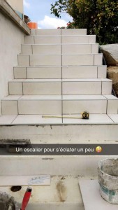 Photo réalisation - Carrelage - Christopher (Spé’carrelage) - Oradour-sur-Vayres : Escalier en carrelage 