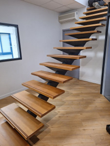 Photo de galerie - Marches en hêtre Teintées et vitrifiées 