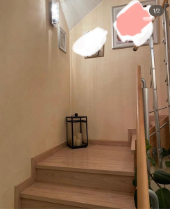 Photo de galerie - Réparation fissure , pose de voile de rénovation et changement de couleur d’une cage d’escalier 