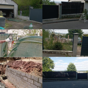 Photo de galerie - Démontage et montage de grillage (ancien - neuf), construction du mur et ravalement de façade.