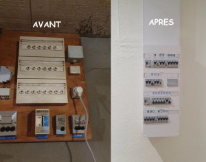 Photo de galerie - Dépose Total de l’ancien tableau, divisionnaire et fournitures pose et mise en service d’un nouveau tableau, équipé de disjoncteur automatique