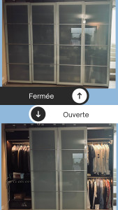 Photo de galerie - Mesure, montage et réglage d’une armoire « dressing » portes en verre  