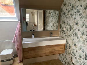 Photo de galerie - Pose meuble vasque miroir 