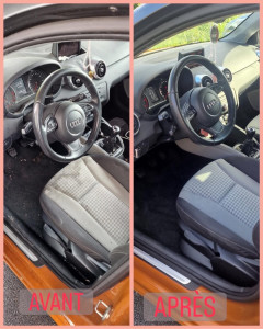 Photo de galerie - Intérieur nettoyé en profondeur : sièges, tapis et tableau de bord impeccables.”