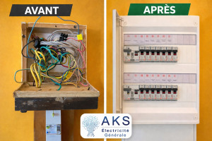 Photo de galerie - Remise aux normes complète de l’installation électrique : reprise du câblage, intégration des circuits, mise en sécurité et installation d’un tableau électrique moderne conforme aux normes en vigueur.