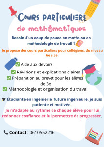 Photo de galerie - Cours particuliers de mathématiques pour les élèves de collège.