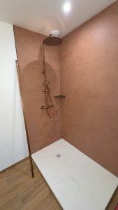 Photo de galerie - Pose bac à douche mitigeur 