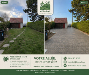 Photo de galerie - Création d'une allée en pavé samara 15 x 15
